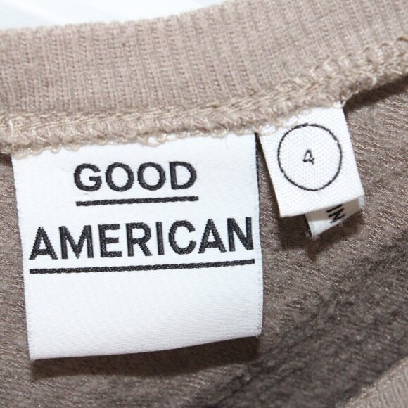 Good American Tan Long Sleeve Oversized Low back Shirt Size 4 - Picture 3 of 3